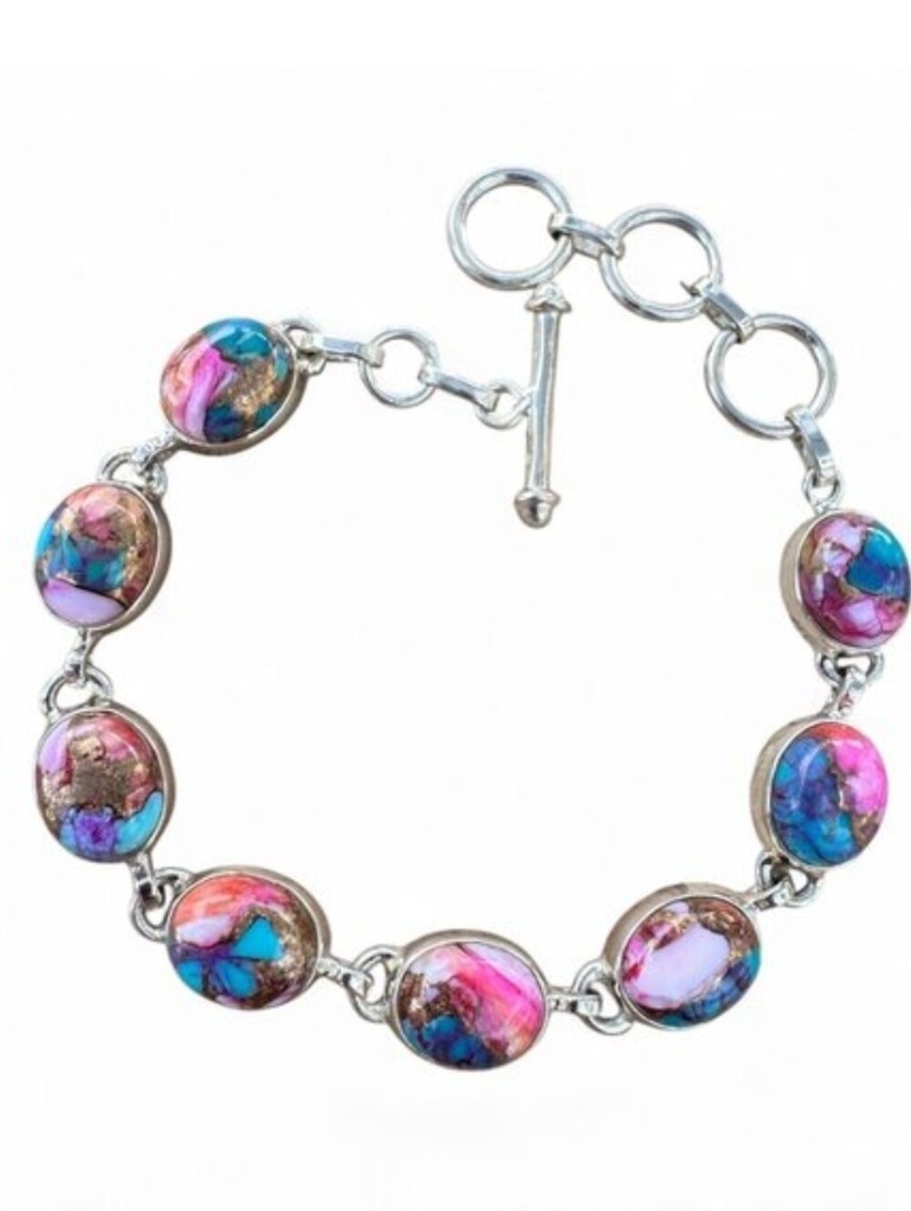 Kingman Pink Dahlia Turquoise Bracelet